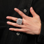 Hip-hop diamond-encrusted zircon DIY letter square ring by nowadaysfashion