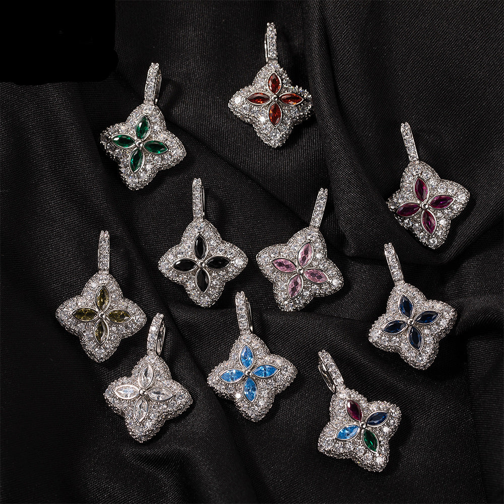 Cubic Zirconia Colorful Four-Leaf Clover Pendant by nowadaysfashion