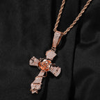 Hip-hop rose cross necklace with 5A zircon inlay by nowadaysfashion