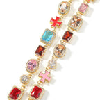 Exquisite diamond-encrusted colored gemstone bracelet and necklace by nowadaysfashion