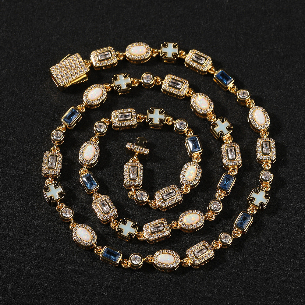 6mm blue colored gemstone bracelet with diamonds by nowadaysfashion