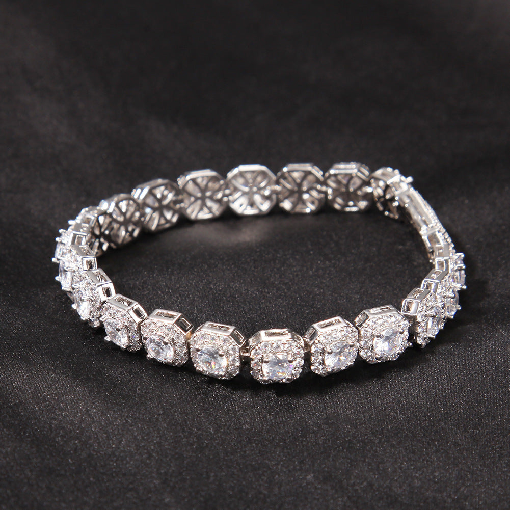 Hip-hop 9mm square rock candy zircon bracelet by nowadaysfashion
