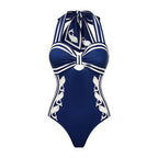 Swimsuit Navy Halter One Piece Swimsuit Set Women by Bella Mia