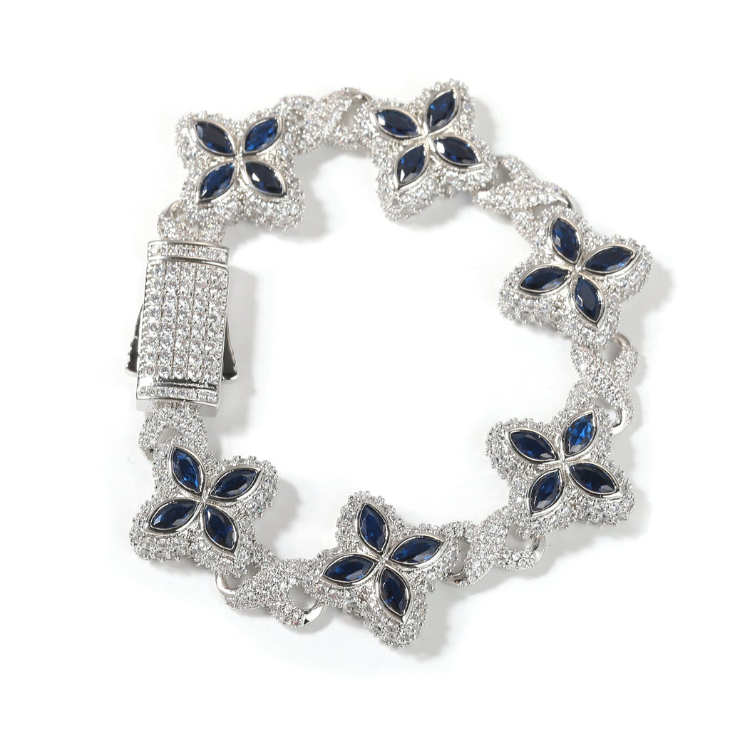 Hip-hop zircon colored infinite four-leaf clover bracelet by nowadaysfashion