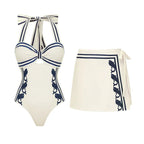 Swimsuit Navy Halter One Piece Swimsuit Set Women by Bella Mia