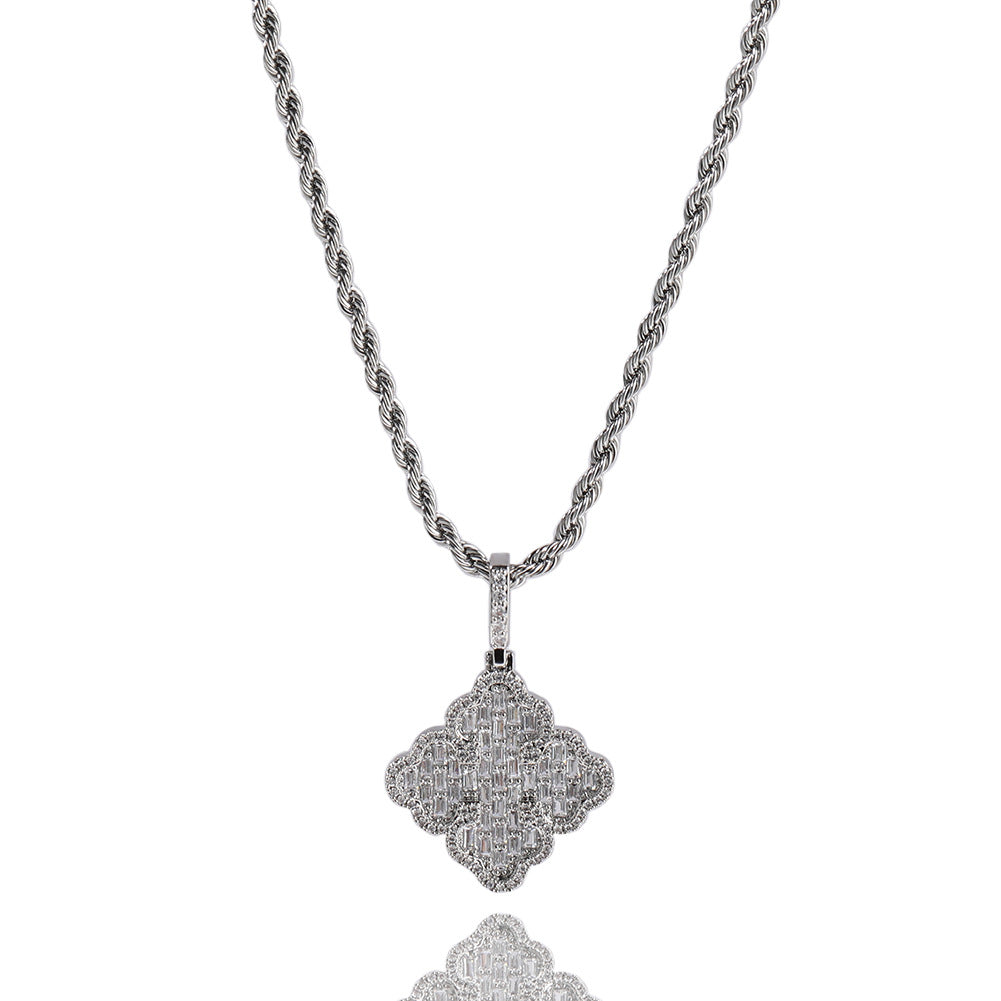 Full-diamond zircon four-leaf clover necklace by nowadaysfashion