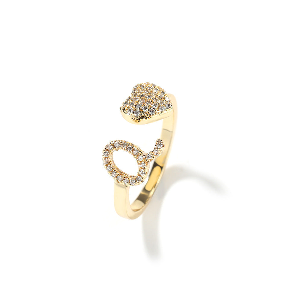 Hip-hop zircon-encrusted 26 English letters ring by nowadaysfashion