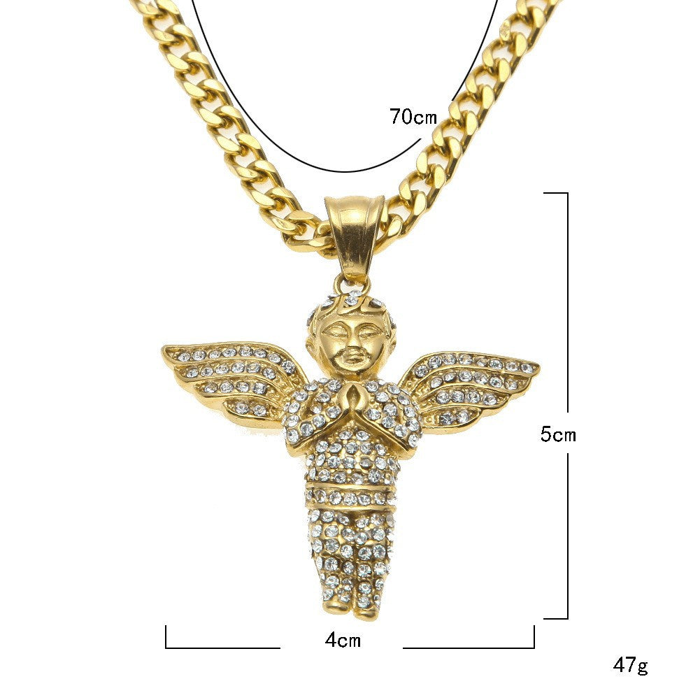 Hip Hop Winged Angel Pendant Necklace by nowadaysfashion