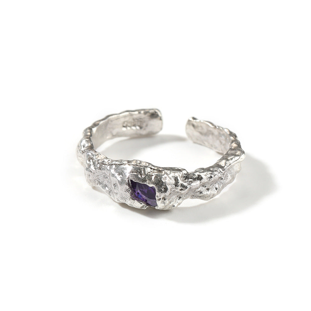 Hip-Hop 925 Silver Ring with Purple Zircon by nowadaysfashion