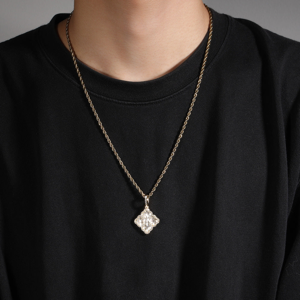 Full-diamond zircon four-leaf clover necklace by nowadaysfashion
