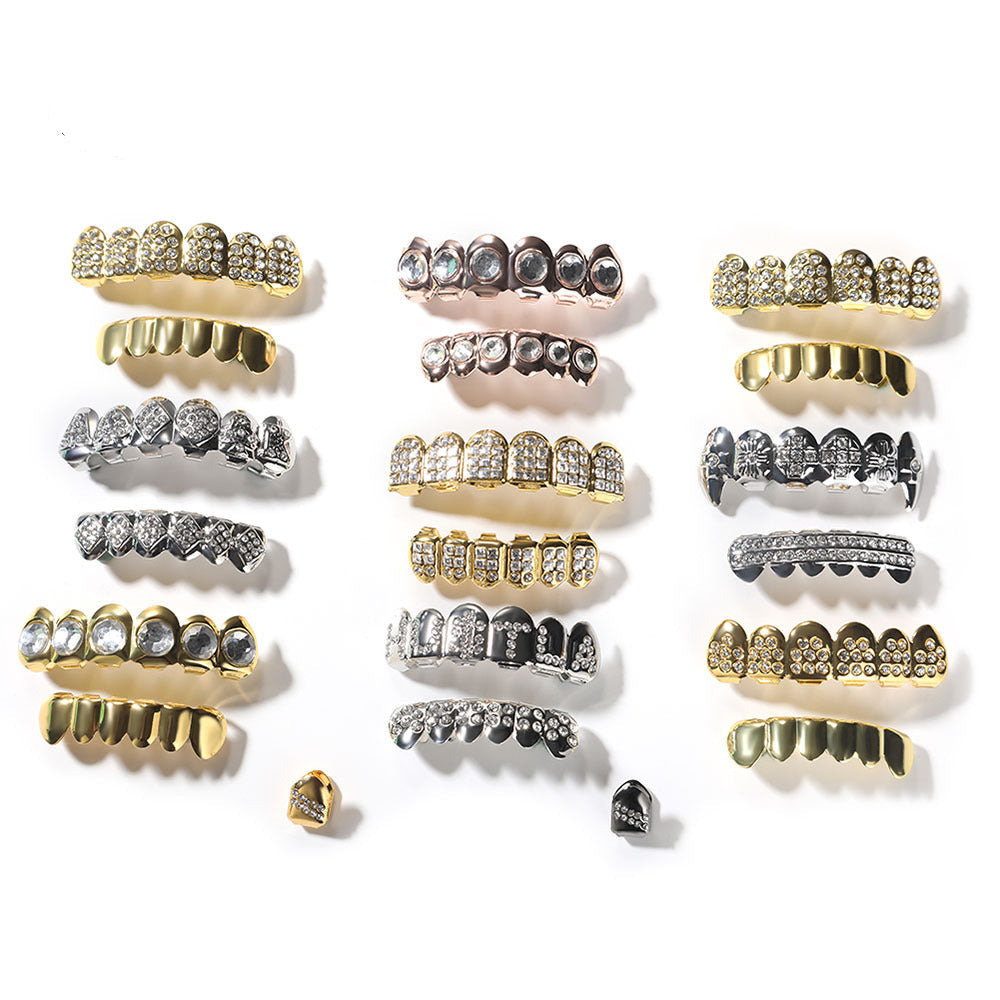 Hip-hop diamond-encrusted and gold-plated teeth grillz by nowadaysfashion