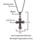 Hip-hop copper-inlaid purple zircon cross necklace by nowadaysfashion