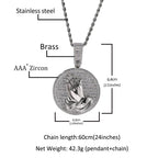 Hip-hop round disc zircon-encrusted praying hands pendant by nowadaysfashion