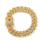 Hip-Hop 12mm Diamond-Encrusted Cuban Chain Bracelet by nowadaysfashion