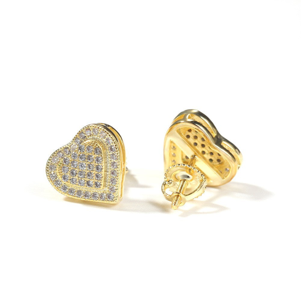 Hip Hop diamond-encrusted 925 silver stud earrings by nowadaysfashion