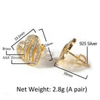Hip Hop diamond-encrusted 925 silver stud earrings by nowadaysfashion