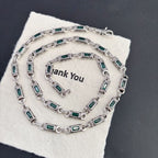 Tang pattern inlaid rectangular zircon necklace