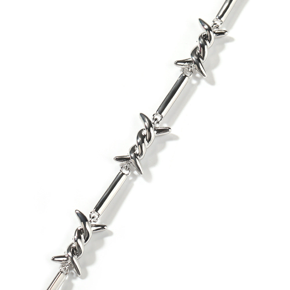 Hiphop zircon-encrusted barbed wire necklace by nowadaysfashion
