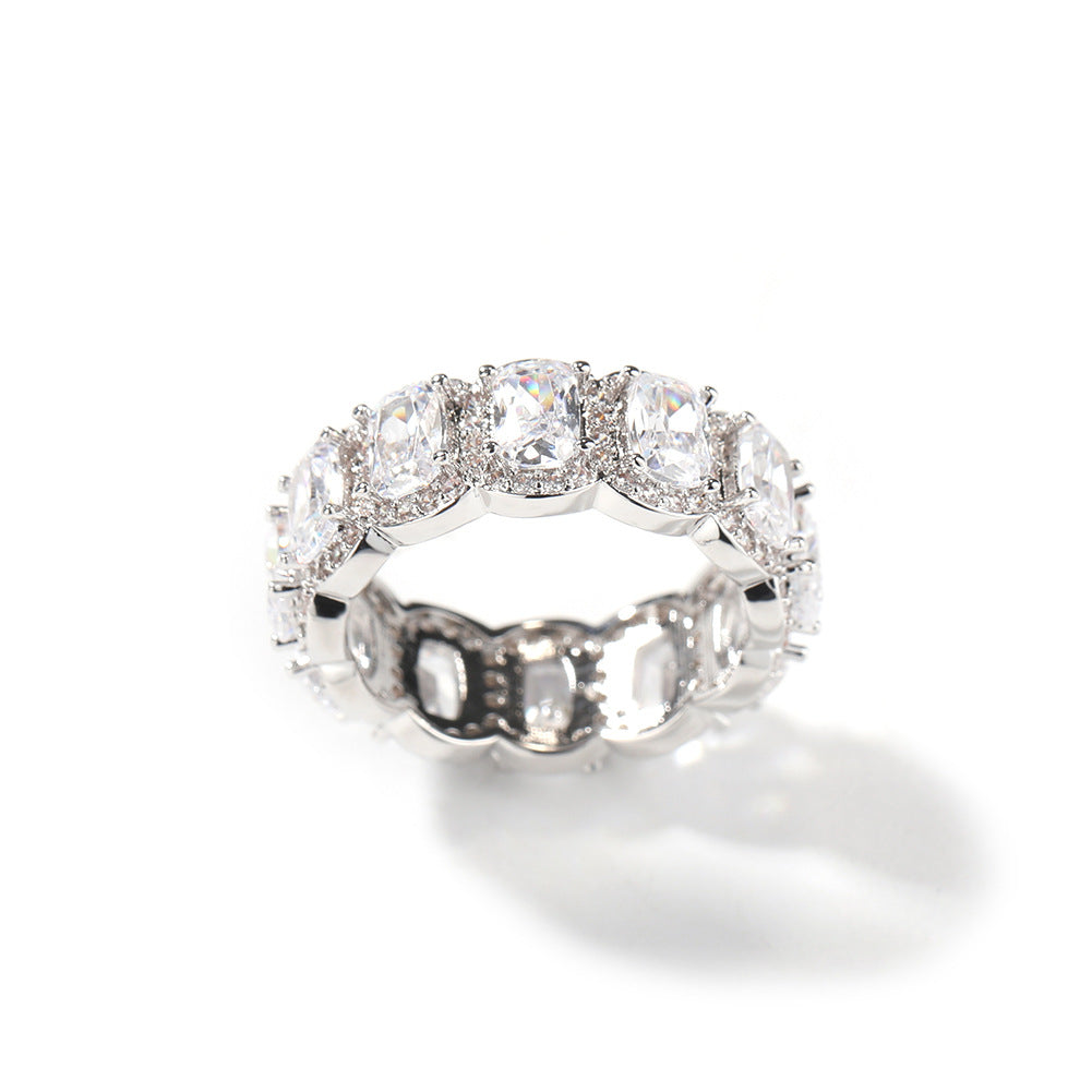 Cool and handsome men's hip-hop diamond-encrusted five-piece ring set by nowadaysfashion