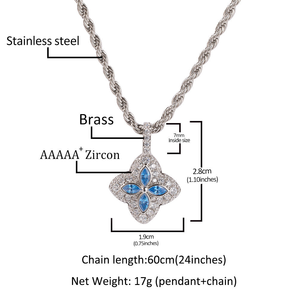 Cubic Zirconia Colorful Four-Leaf Clover Pendant by nowadaysfashion