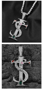 Hip-hop colored zircon TS cross necklace by nowadaysfashion