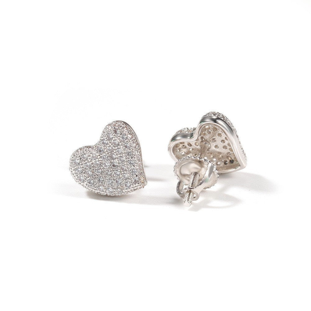 Hip Hop diamond-encrusted 925 silver stud earrings by nowadaysfashion