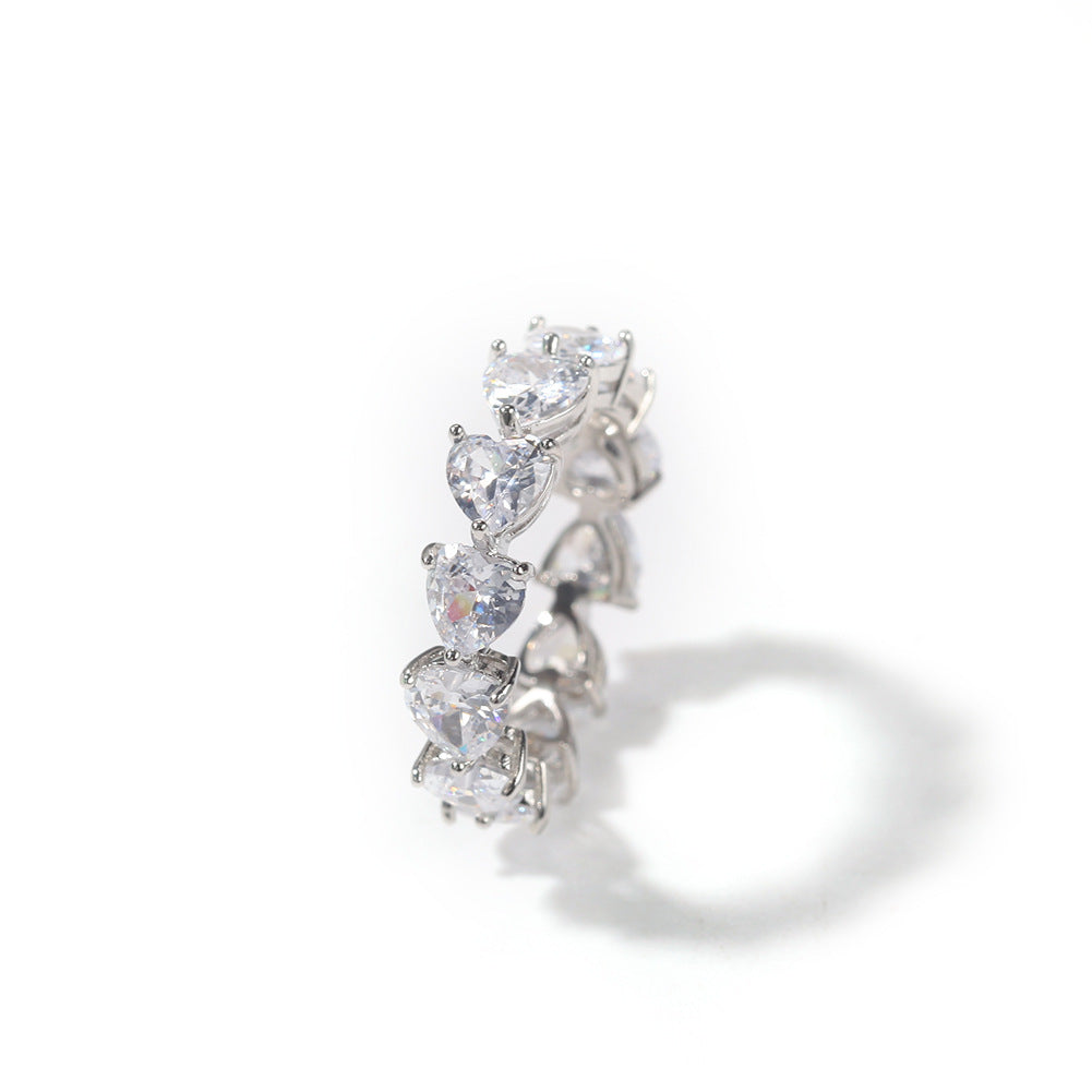 Hip-hop single-row heart-shaped zircon rings by nowadaysfashion