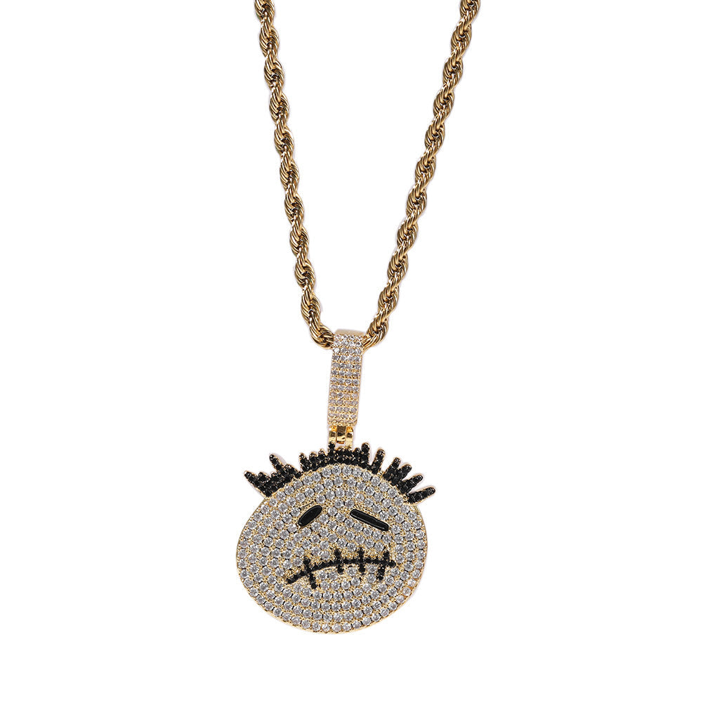 Hip-hop cartoon zircon spiky-head avatar necklace by nowadaysfashion