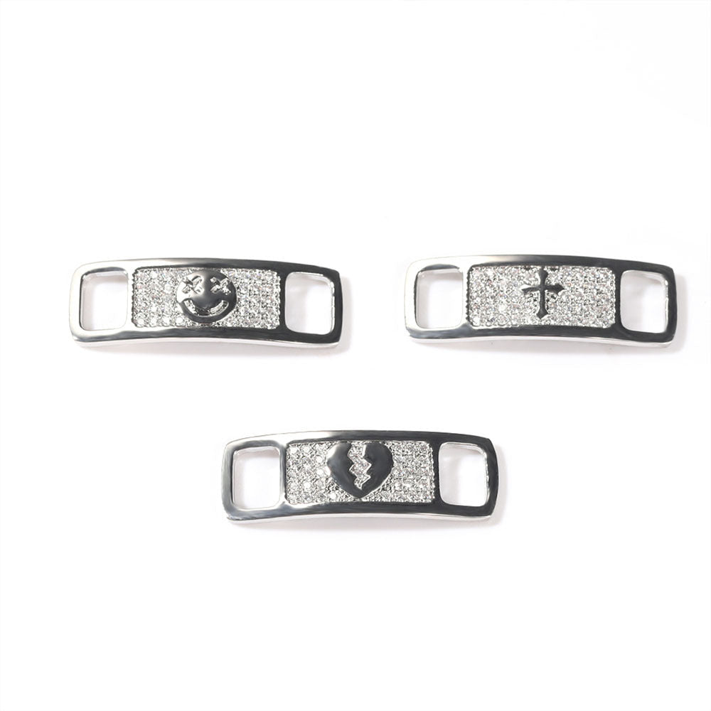 Hip-hop zircon cross smiling face broken heart shoe buckle by nowadaysfashion