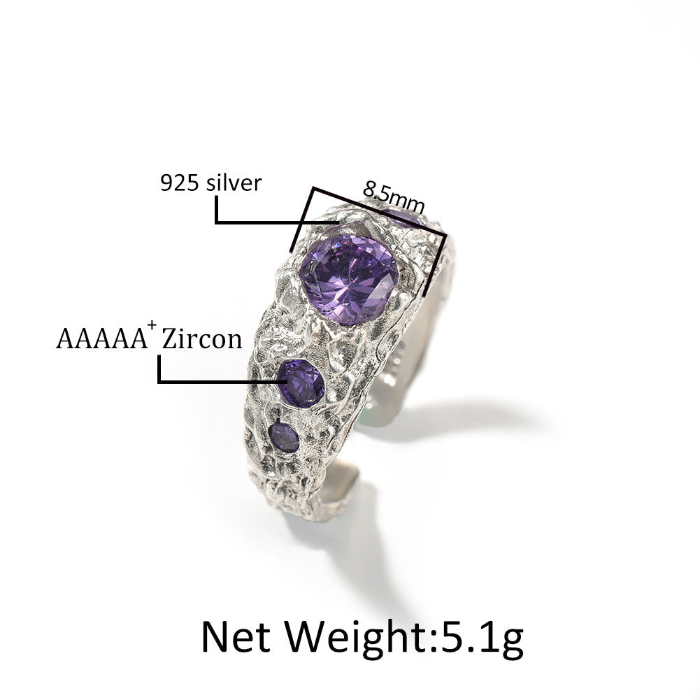 Hip-Hop 925 Silver Ring with Purple Zircon by nowadaysfashion