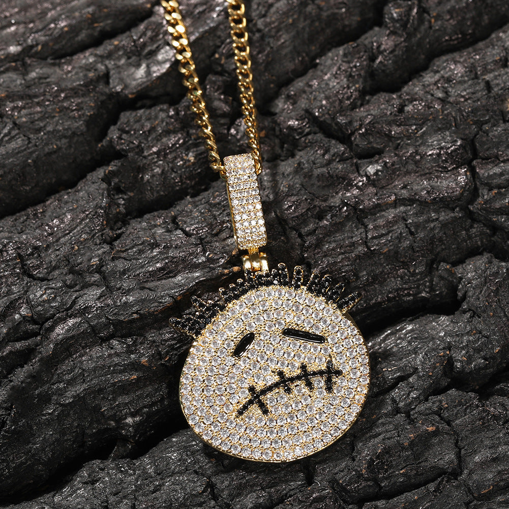Hip-hop cartoon zircon spiky-head avatar necklace by nowadaysfashion