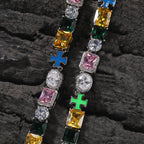 Hip-hop necklace with colorful zircon inlays and a square cross by nowadaysfashion