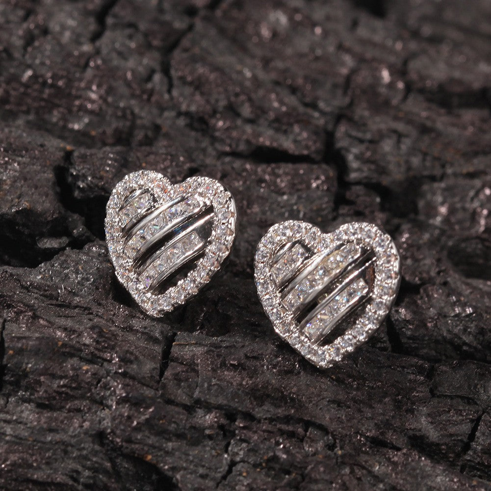 Hip Hop diamond-encrusted 925 silver stud earrings by nowadaysfashion