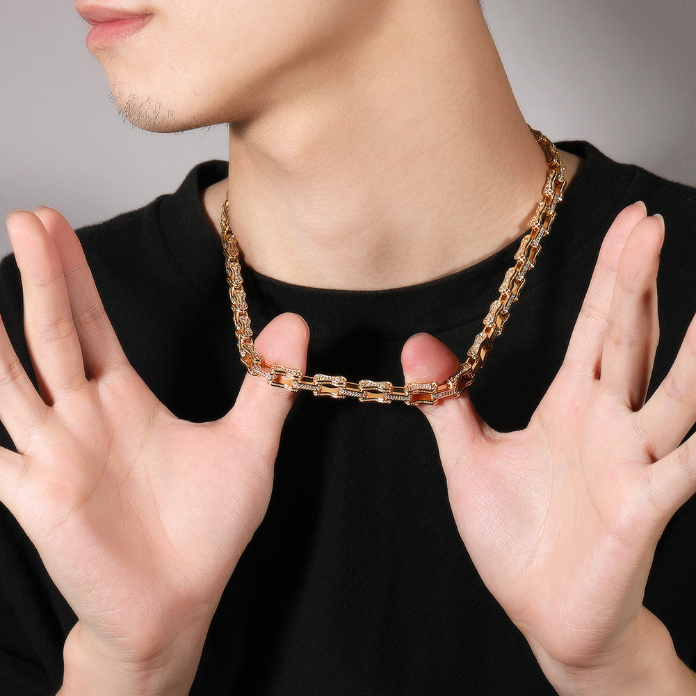 Hip Hop Rhinestone 5mm Bicycle Chain Necklace by nowadaysfashion