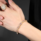 Copper inlaid pink zircon hip-hop bracelet by nowadaysfashion