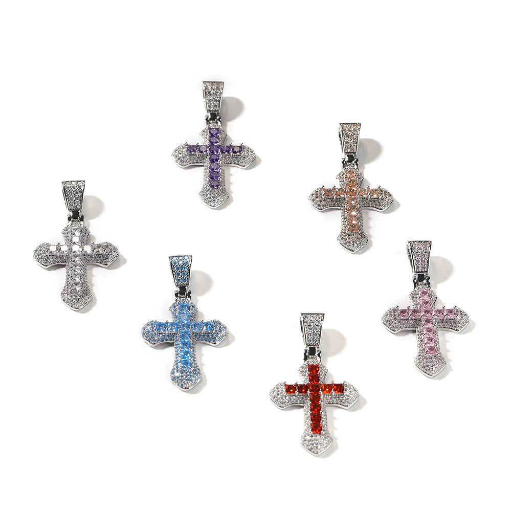 Blue Zircon Cross Hip-hop Necklace by nowadaysfashion