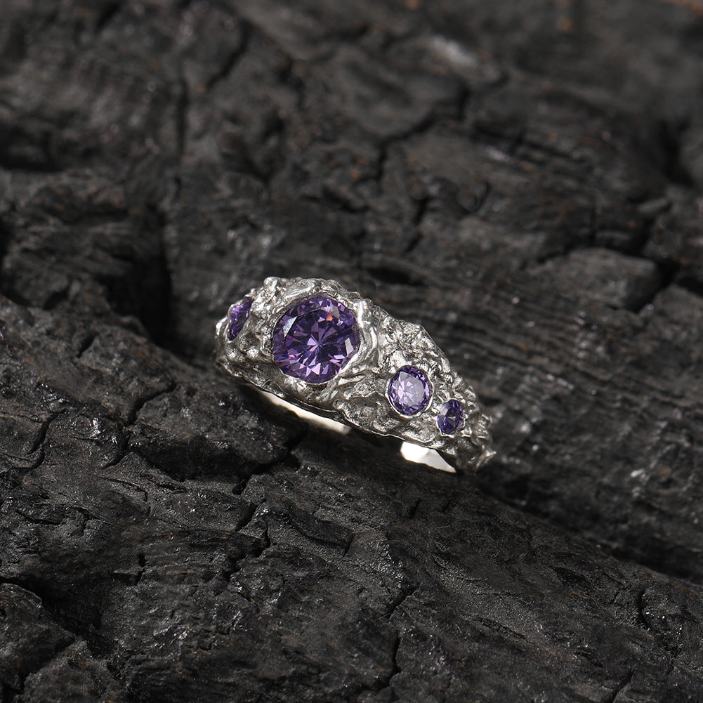 Hip-Hop 925 Silver Ring with Purple Zircon by nowadaysfashion