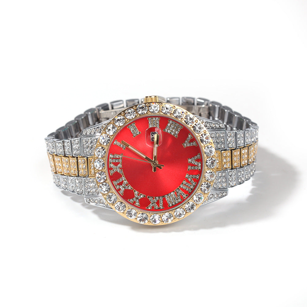 Hip-hop watch with Roman numerals and diamonds, large dial by nowadaysfashion