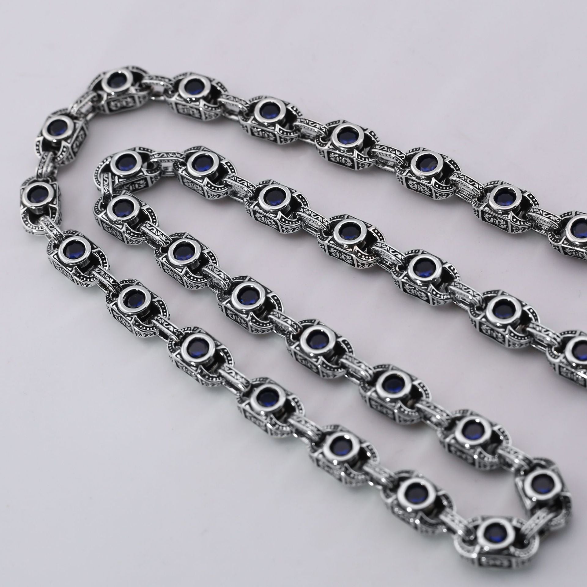 Aragogaceous pattern sapphire necklace for couples by nowadaysfashion