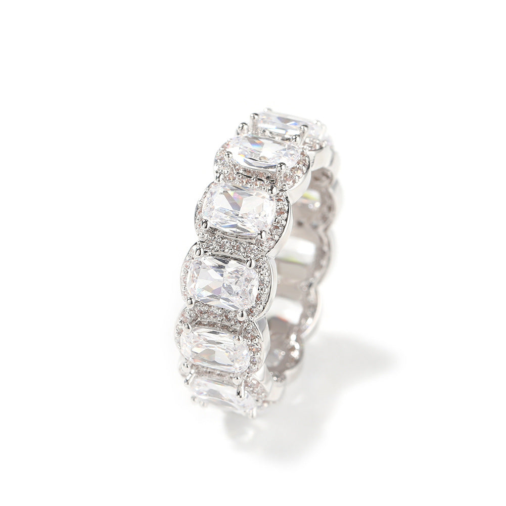 Cool and handsome men's hip-hop diamond-encrusted five-piece ring set by nowadaysfashion