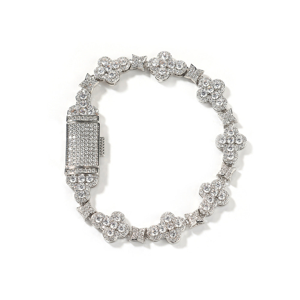 10mm cross flower star bracelet with micro-inlaid zircon by nowadaysfashion