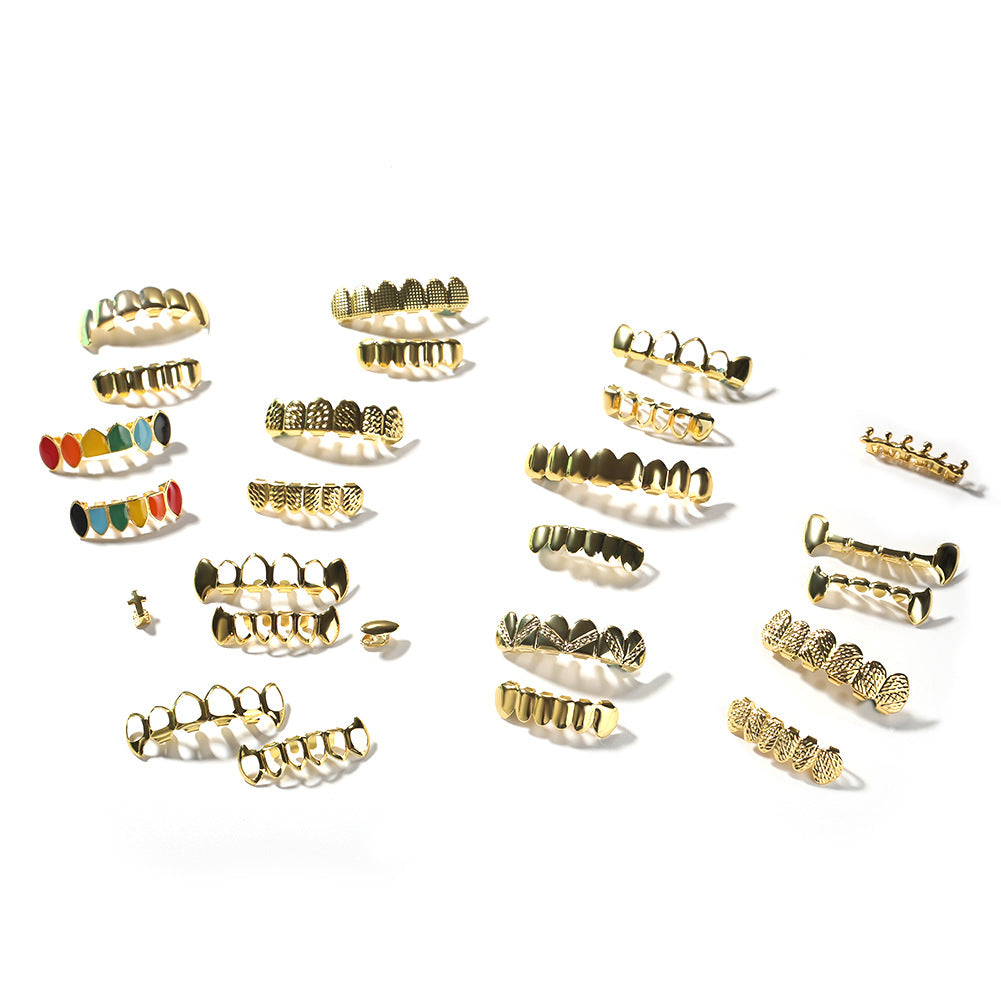 Hip-hop polished braces with gold electroplating by nowadaysfashion
