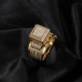 Hip-hop square diamond-encrusted couple ring by nowadaysfashion