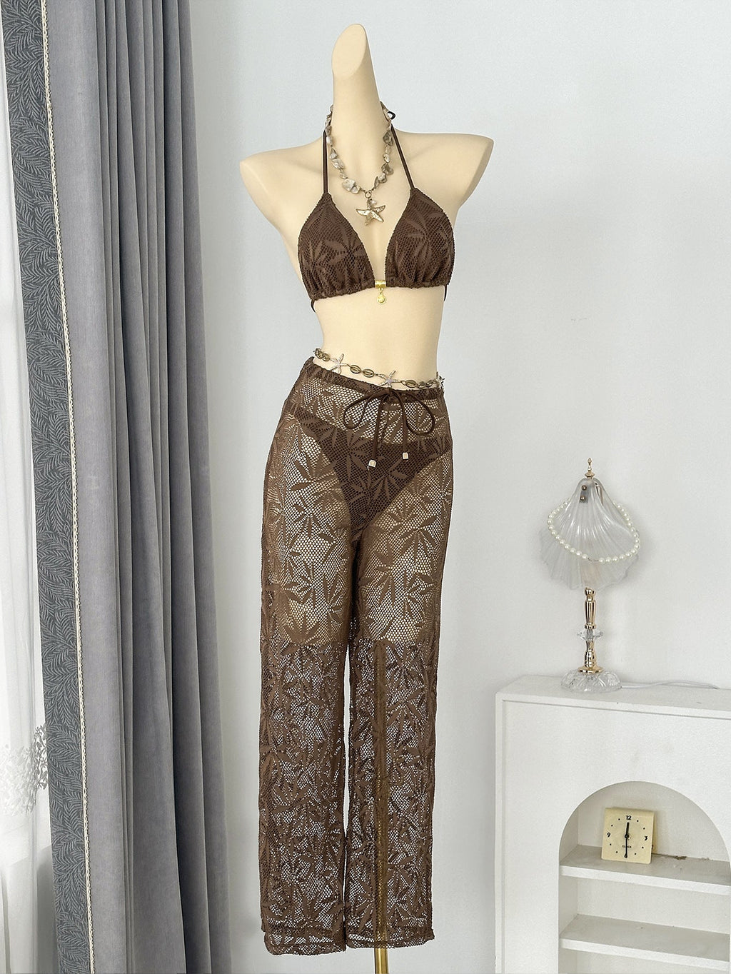 Leaf Trousers Composite Fabric Three Piece Set Swimwear Swimsuit Bikini by Bella Mia