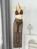 Leaf Trousers Composite Fabric Three Piece Set Swimwear Swimsuit Bikini by Bella Mia