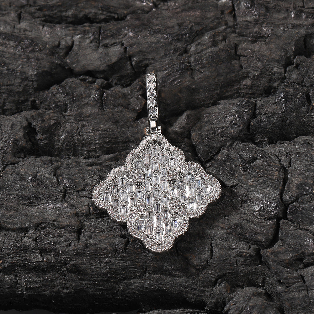 Full-diamond zircon four-leaf clover necklace by nowadaysfashion