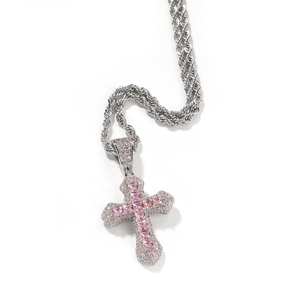Blue Zircon Cross Hip-hop Necklace by nowadaysfashion
