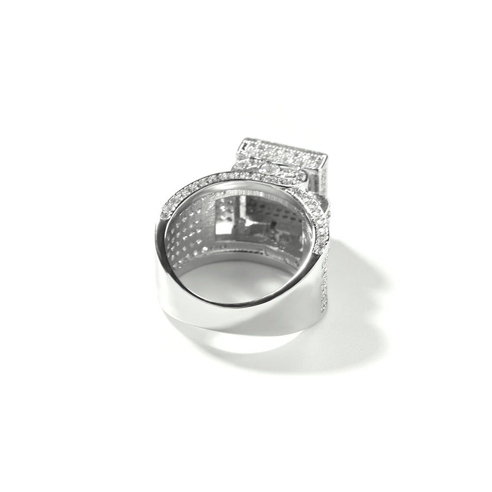Hip-hop square diamond-encrusted couple ring by nowadaysfashion