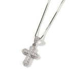 Gold-plated, diamond-encrusted mini cross necklace by nowadaysfashion