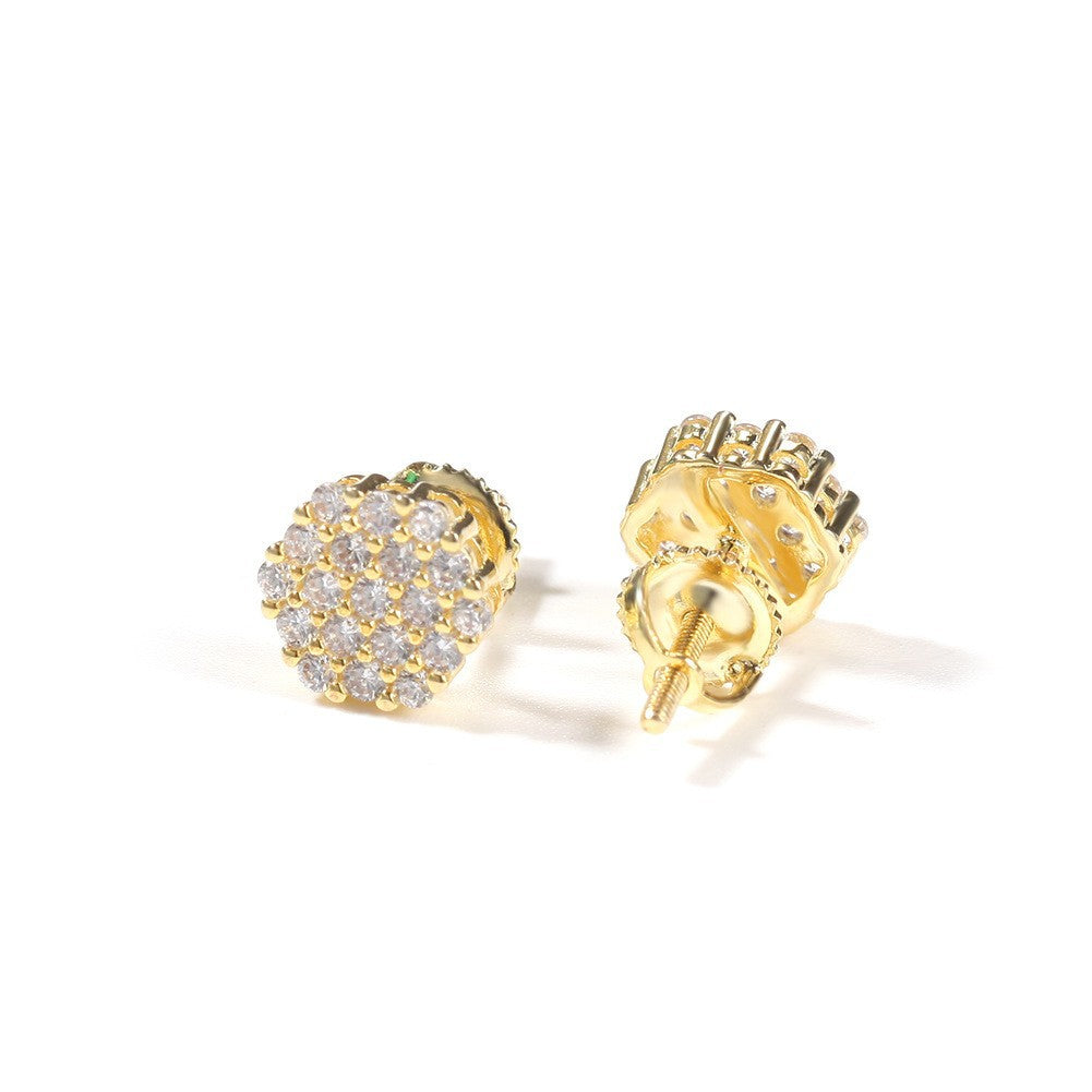 Hip Hop diamond-encrusted 925 silver stud earrings by nowadaysfashion